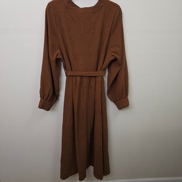 SHEIN Brown Corduroy Maxi Dress (Size 1X) Boho, Western, Bohemian - Picture 5 of 5